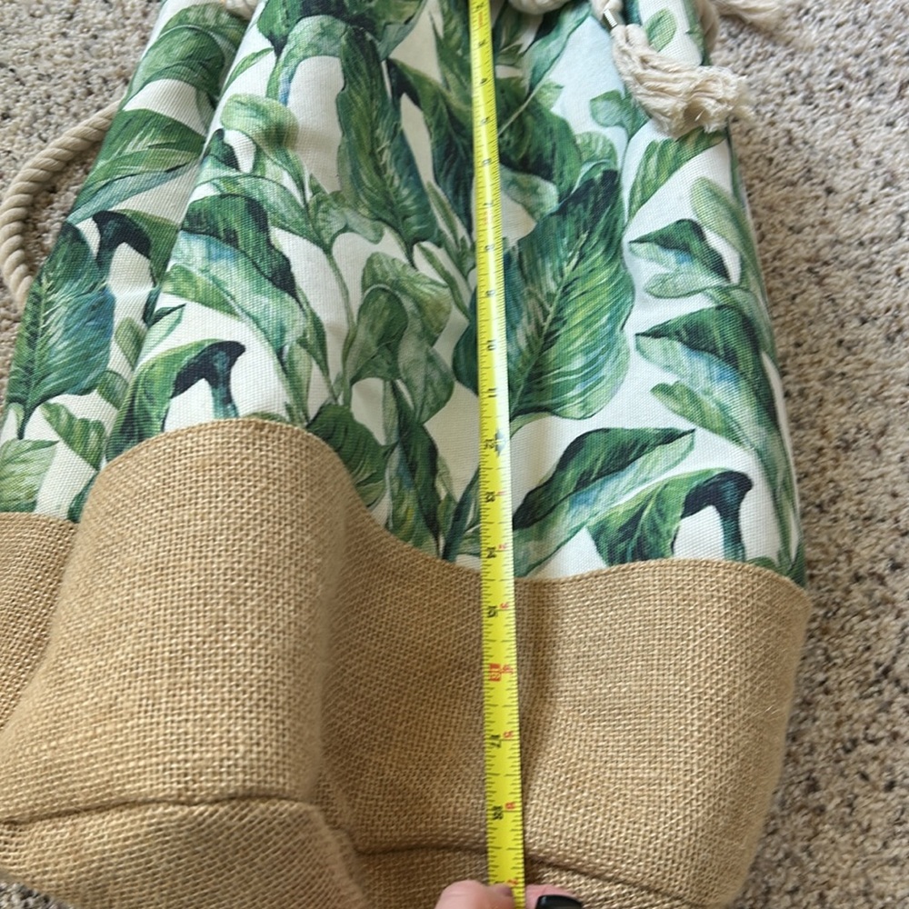 Beachy Leaf Print Drawstring Backpack/ Tote Bag - image 5